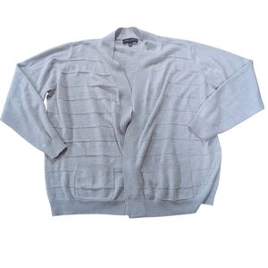 Classic Editions Gray 1X Plus Size Oversized Knit Cardigan Grandmacore